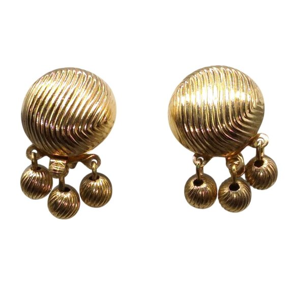 Sarah Coventry Golden Wardrobe Earrings, Vintage Gold Tone Round Clip Ons - Picture 1 of 6